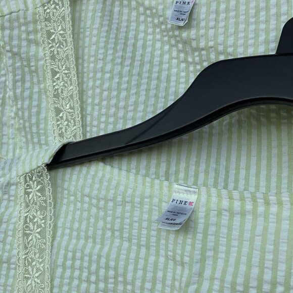 NWT PINK K DUSTER(pair) snapfront seersucker sleeveless pockets lime green Sz XL - Picture 6 of 7